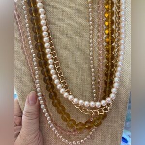 Multi‎ Strands Chain & Beads Necklace